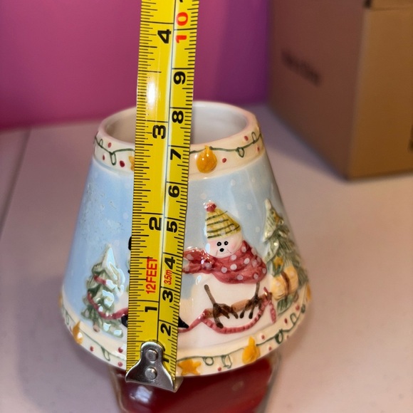 Festive Red and White Snowman Candle Top and Plate - Picture 11 of 11